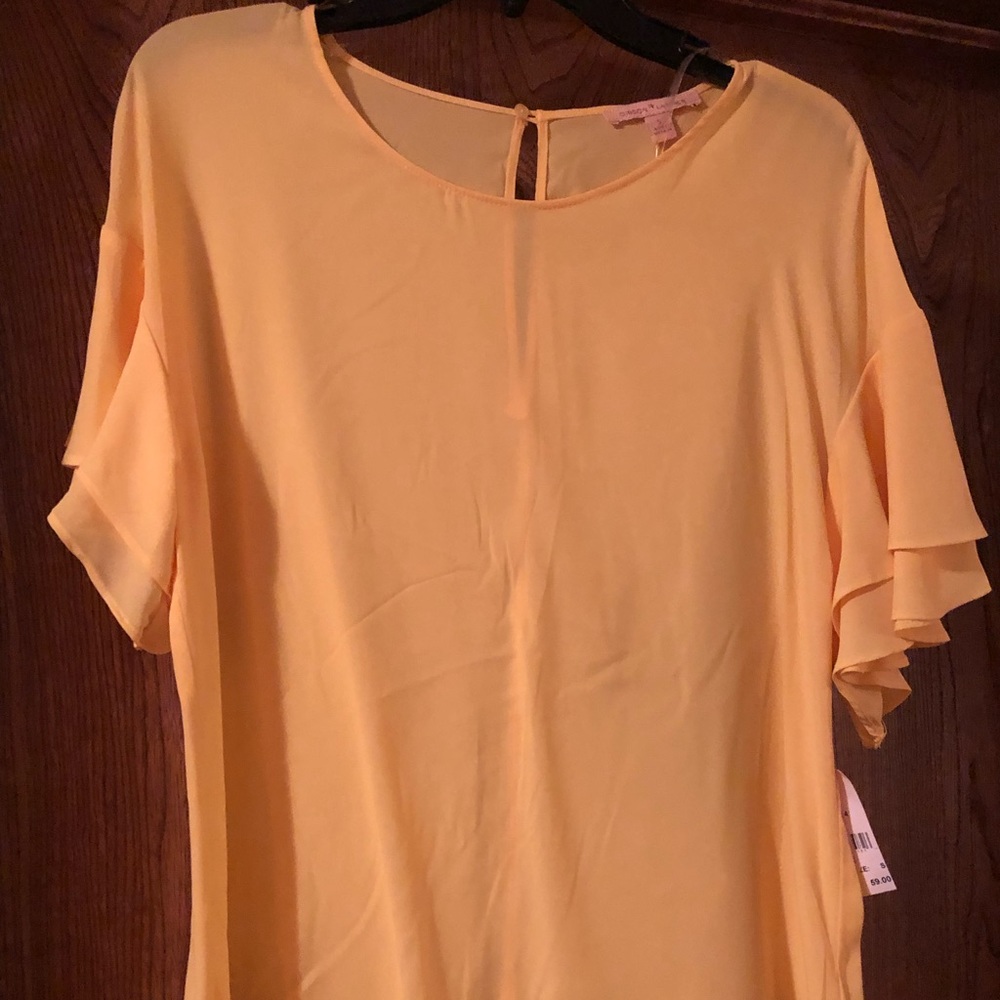 New! With tags! Ladies bright yellow ruffle blouse